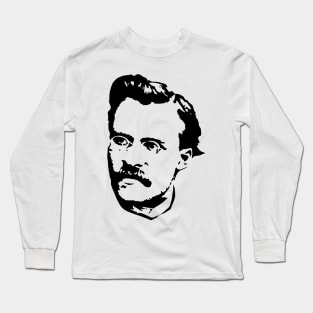 Friedrich Nietzsche Black On White Long Sleeve T-Shirt